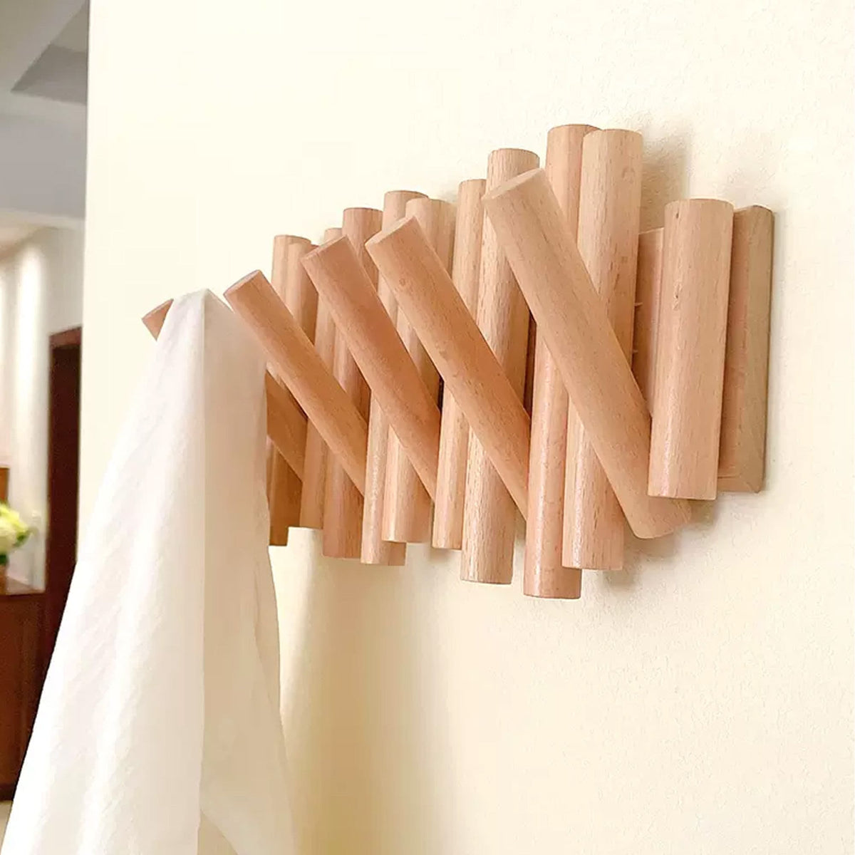Piano Coat Hooks, Modern Wood Wall Rack for Keys, Hats and Coats