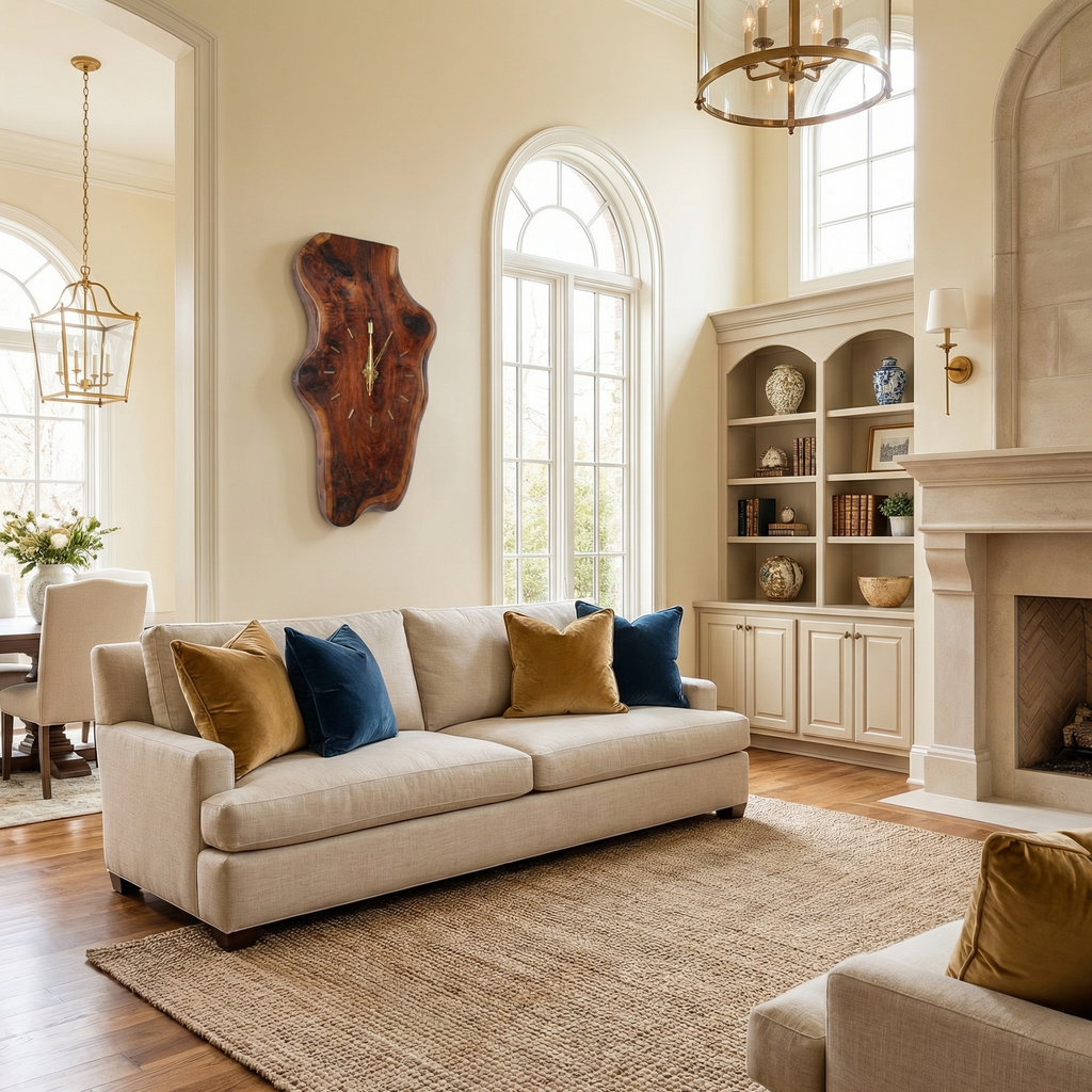 Natural Clock Wood Wall Solid Wood Living Room