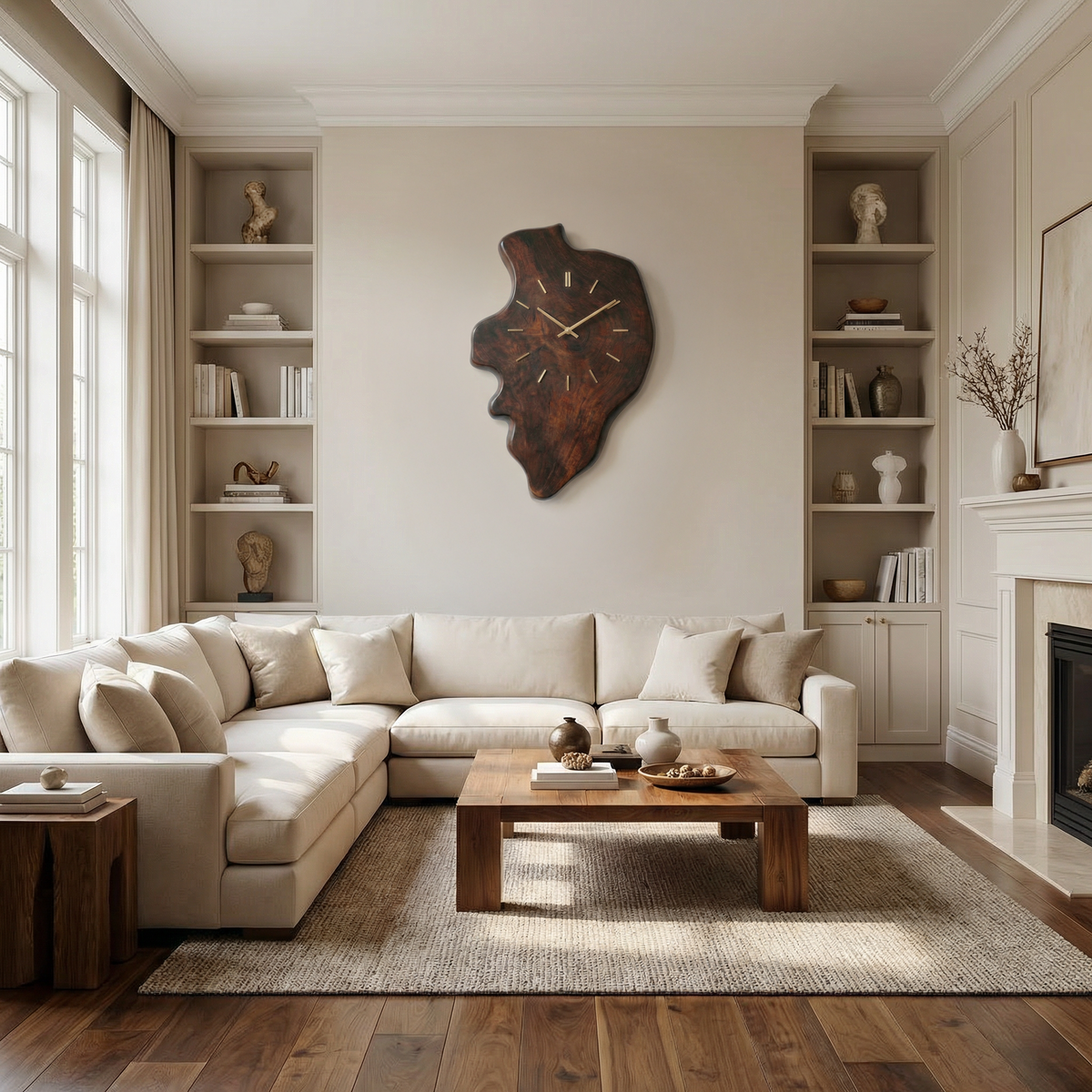Handcrafted Live Edge Wood Wall Clock Living Room Wall