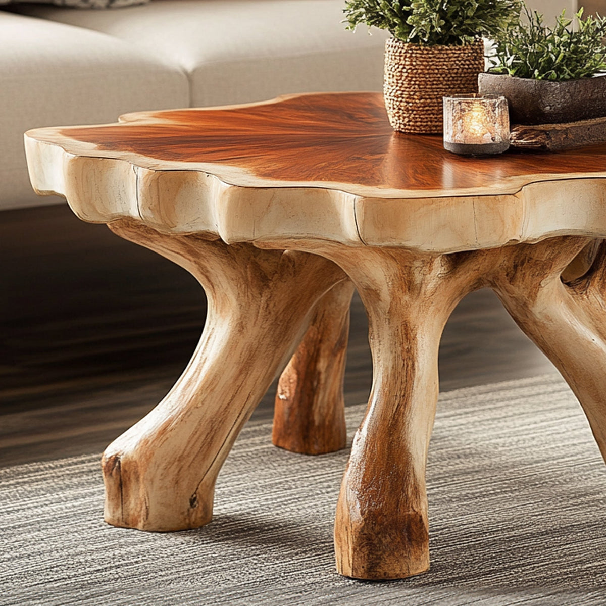 Handcrafted Rustic Coffee Table With Solid Wood Design