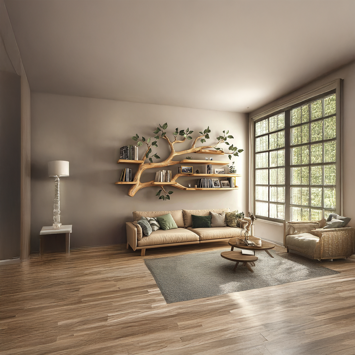 Tree Wall Bookshelf, Rustic Natural Branch Floating Book Display