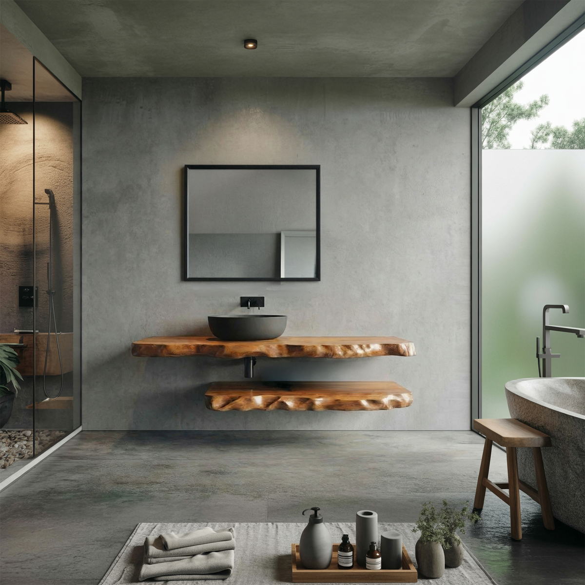 Industrial Live Edge Bathroom Vanity For Bathroom And Vanity