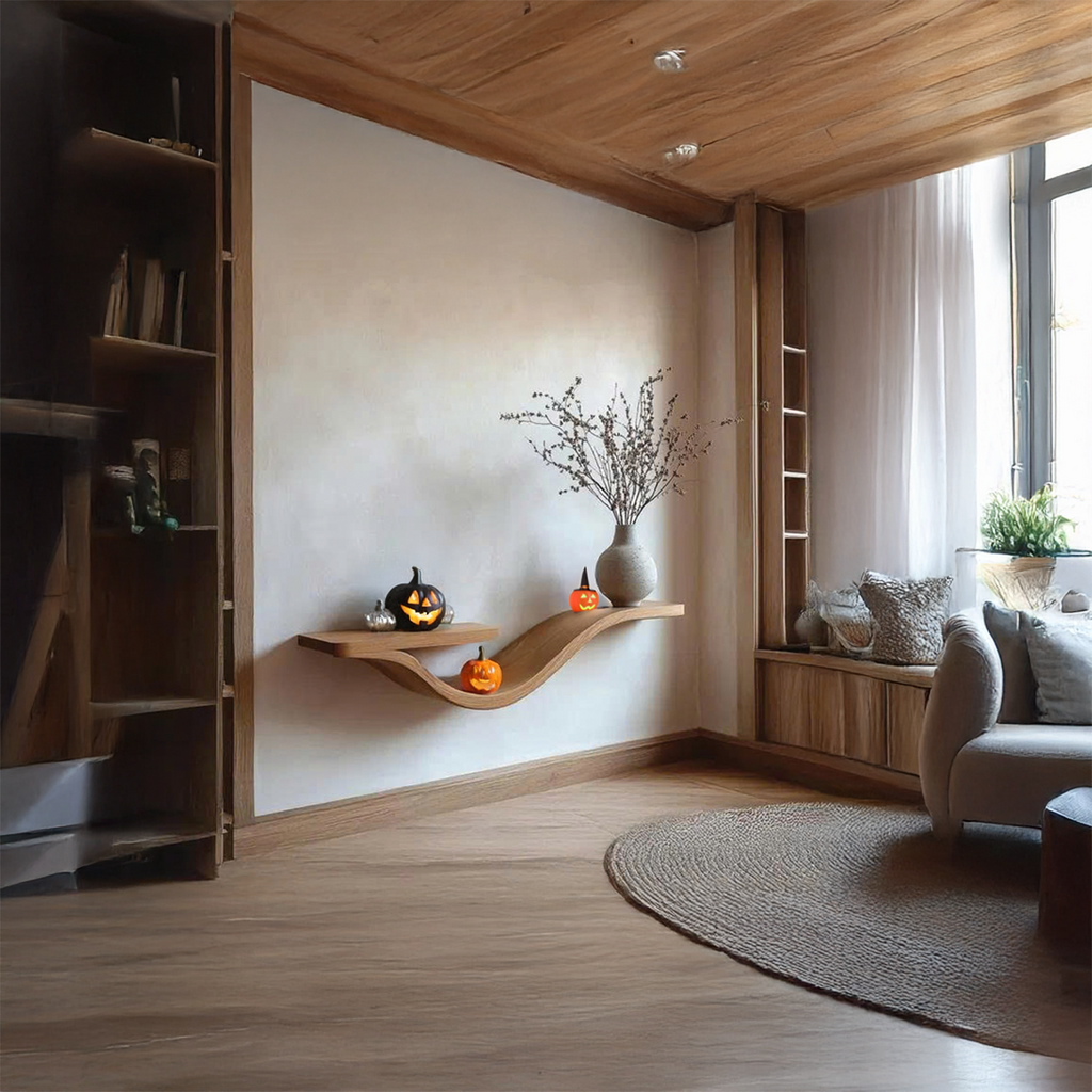 Curved Branch Floating Shelf, Gothic Tamarind Wood Bedroom Wall Decor