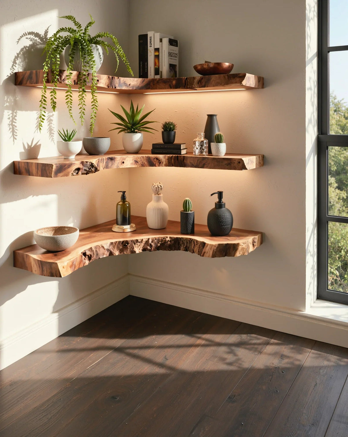 Live Edge Corner Floating Shelf