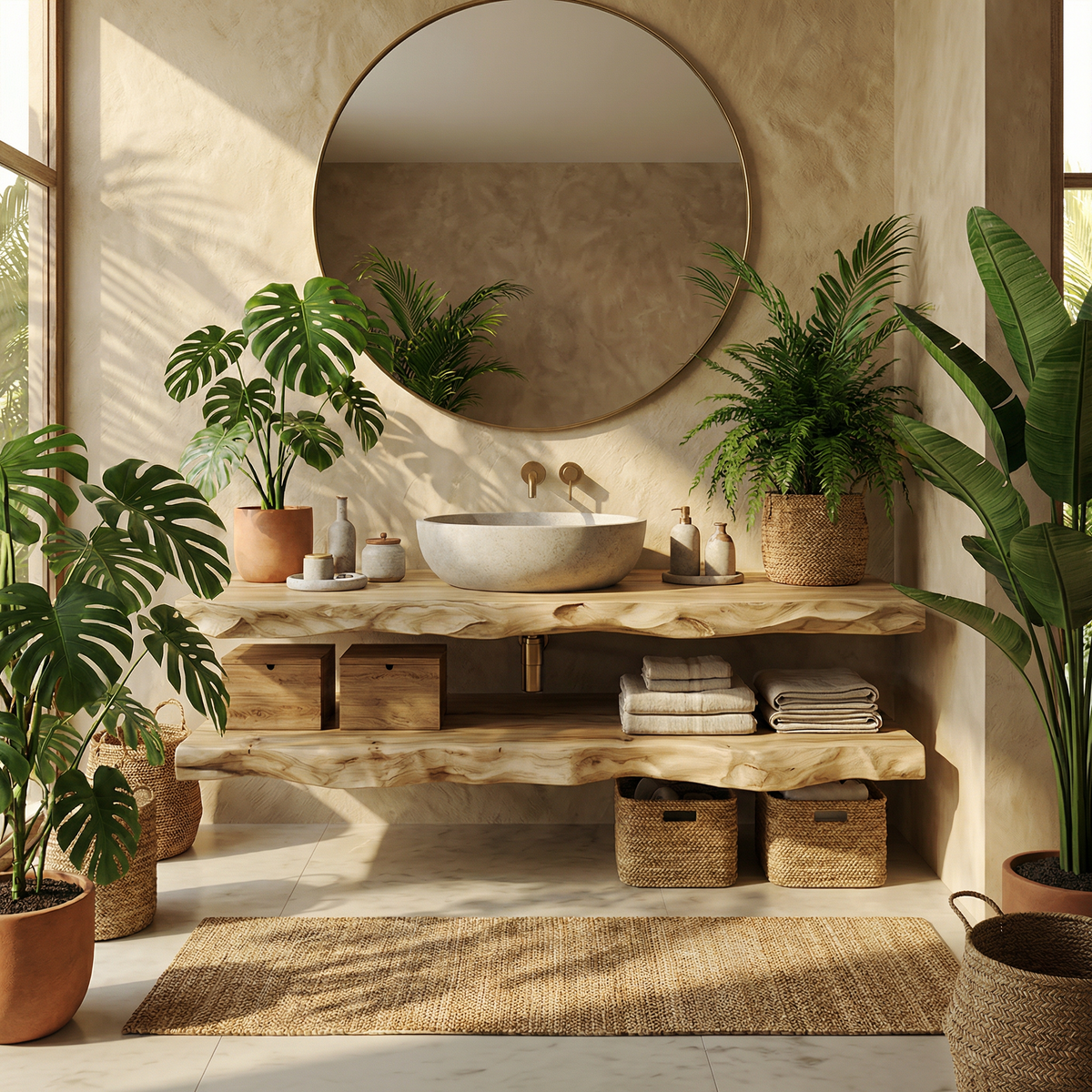 Mediterranean Floating Bathroom Vanity For Bathroom
