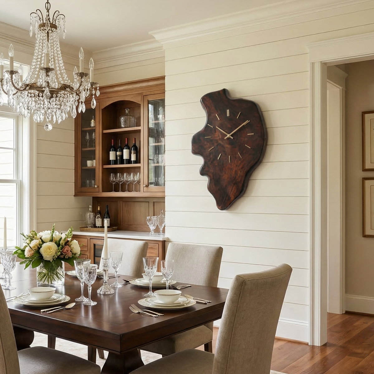 Handcrafted Live Edge Wood Wall Clock Living Room Wall