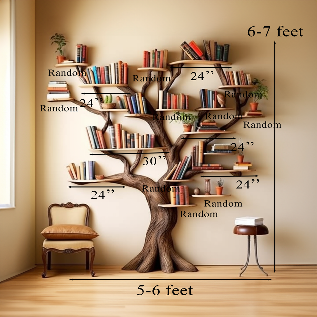 Tree Branch Floating Bookshelf, Oversized Wall-Mounted Wood Shelf