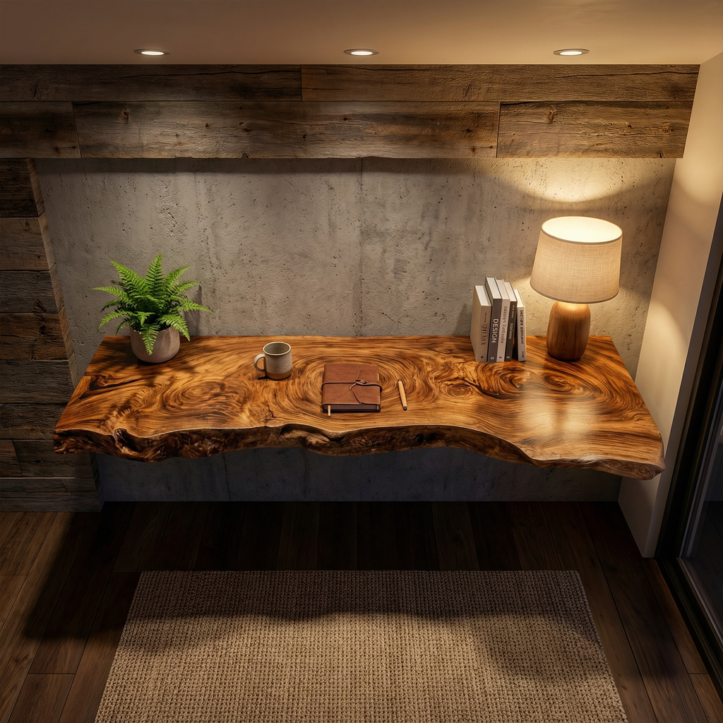 Live Edge Floating Shelf, Solid Wood Slab Corner Shelf for Kitchen