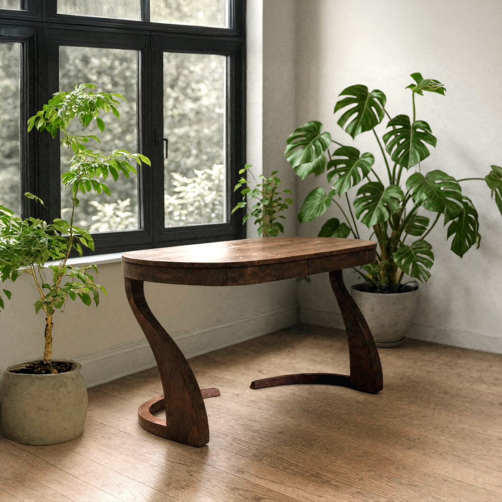 Artistic Office Desk With Curved Handcrafted Legs For Creative