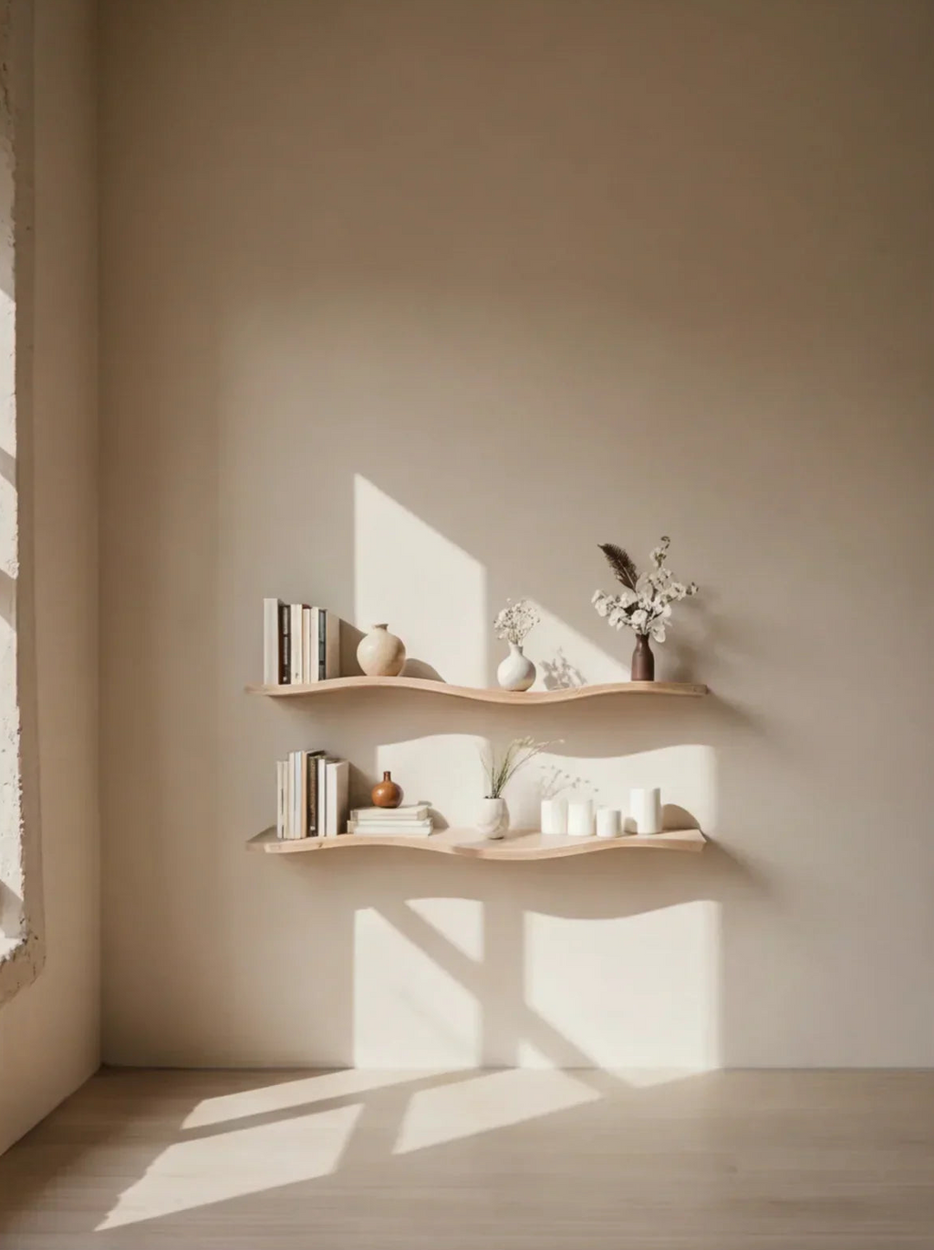Handcrafted Wavy Rustic Wooden Shelf