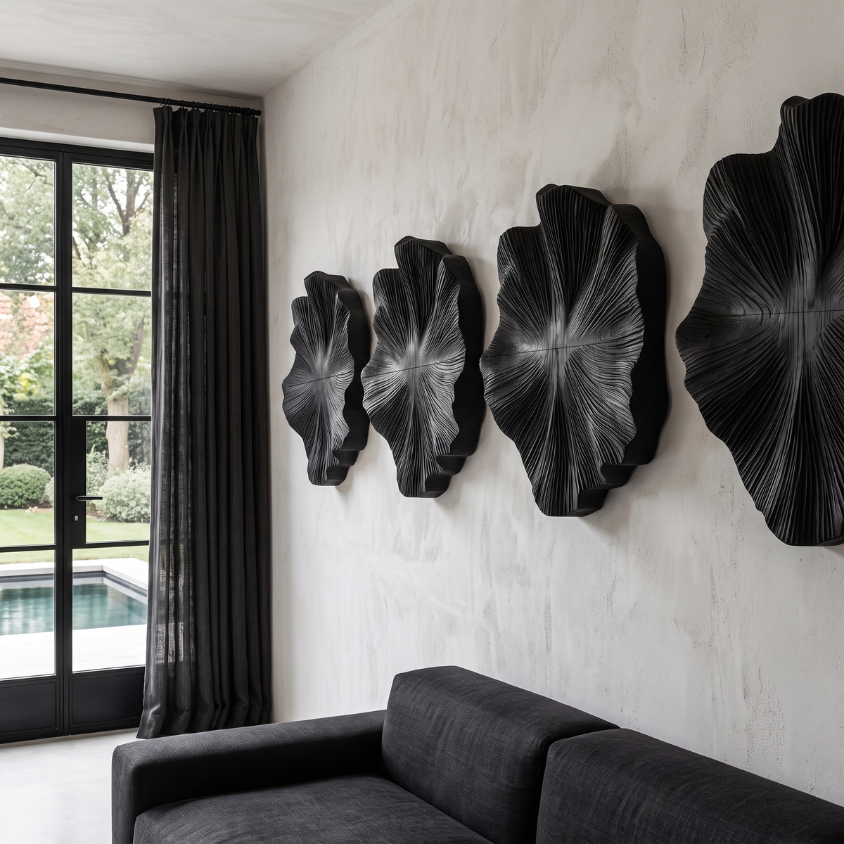Contemporary Wood Wall Sculpture With Botanical Relief Design For Living Room And Hallway