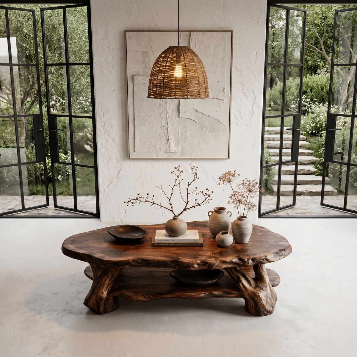 Root Wood Coffee Table, Sculptural Solid Wood Center Table