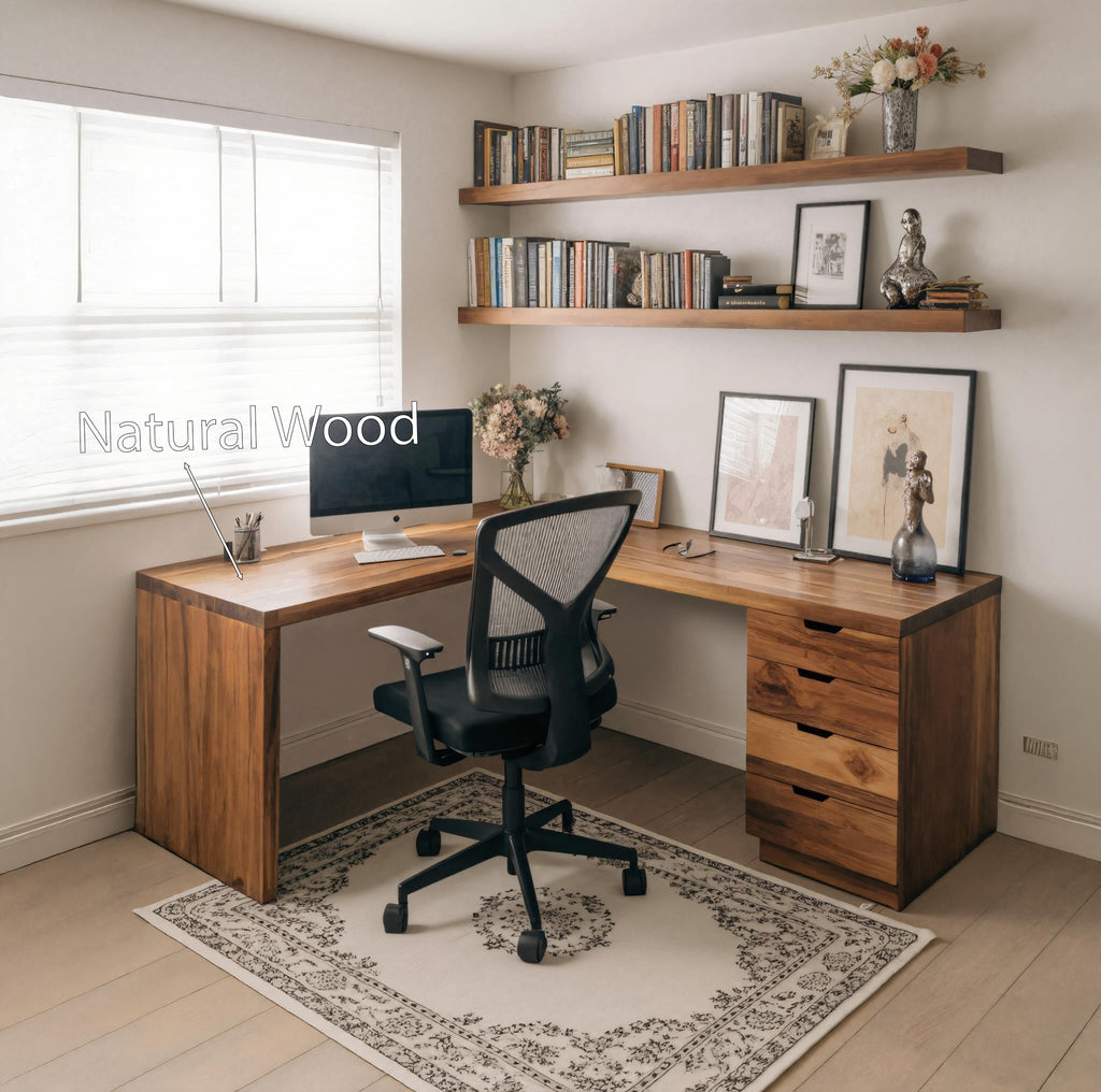 Contemporary L Shaped Desk With Drawers For Home Office