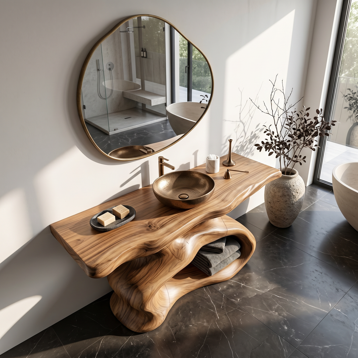 Farmhouse Bathroom Vanity, Rustic Solid Wood Vanity for Classic Baths