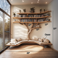 Driftwood Branch Tree Bookshelf With U Shaped Bench Custom Corner Bench