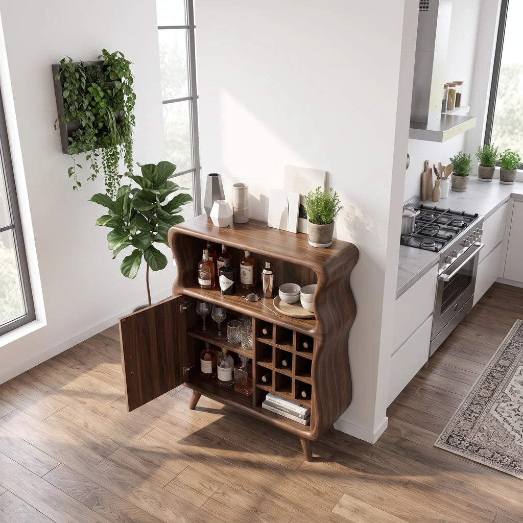Mid Century Bar Cabinet with Storage Modern Kitchen