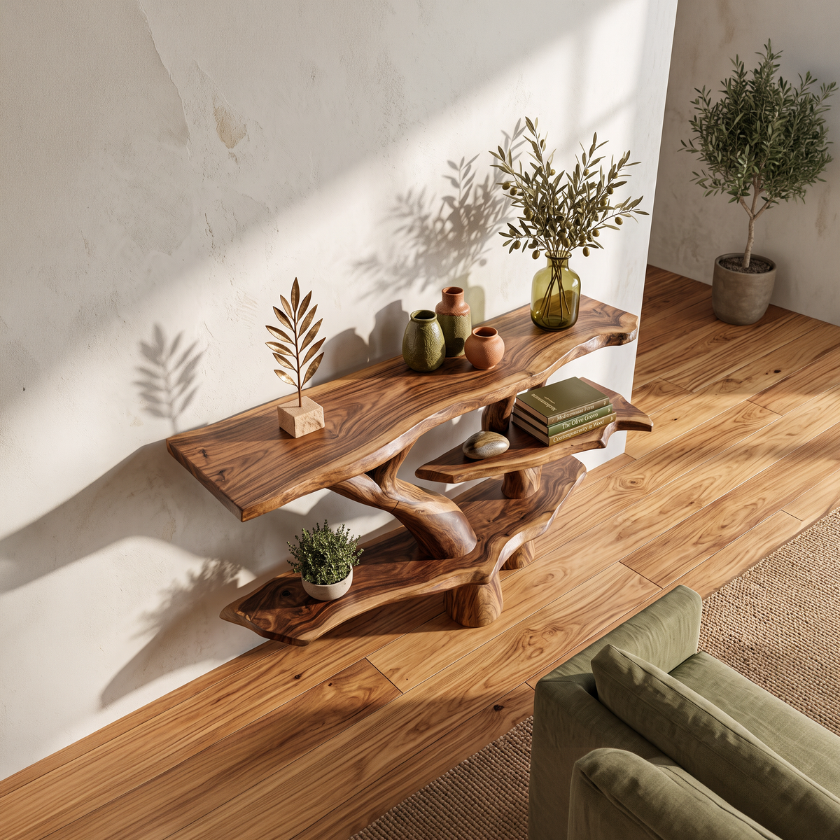 Live Edge Hallway Table, Country Farmhouse Solid Wood Slab Console