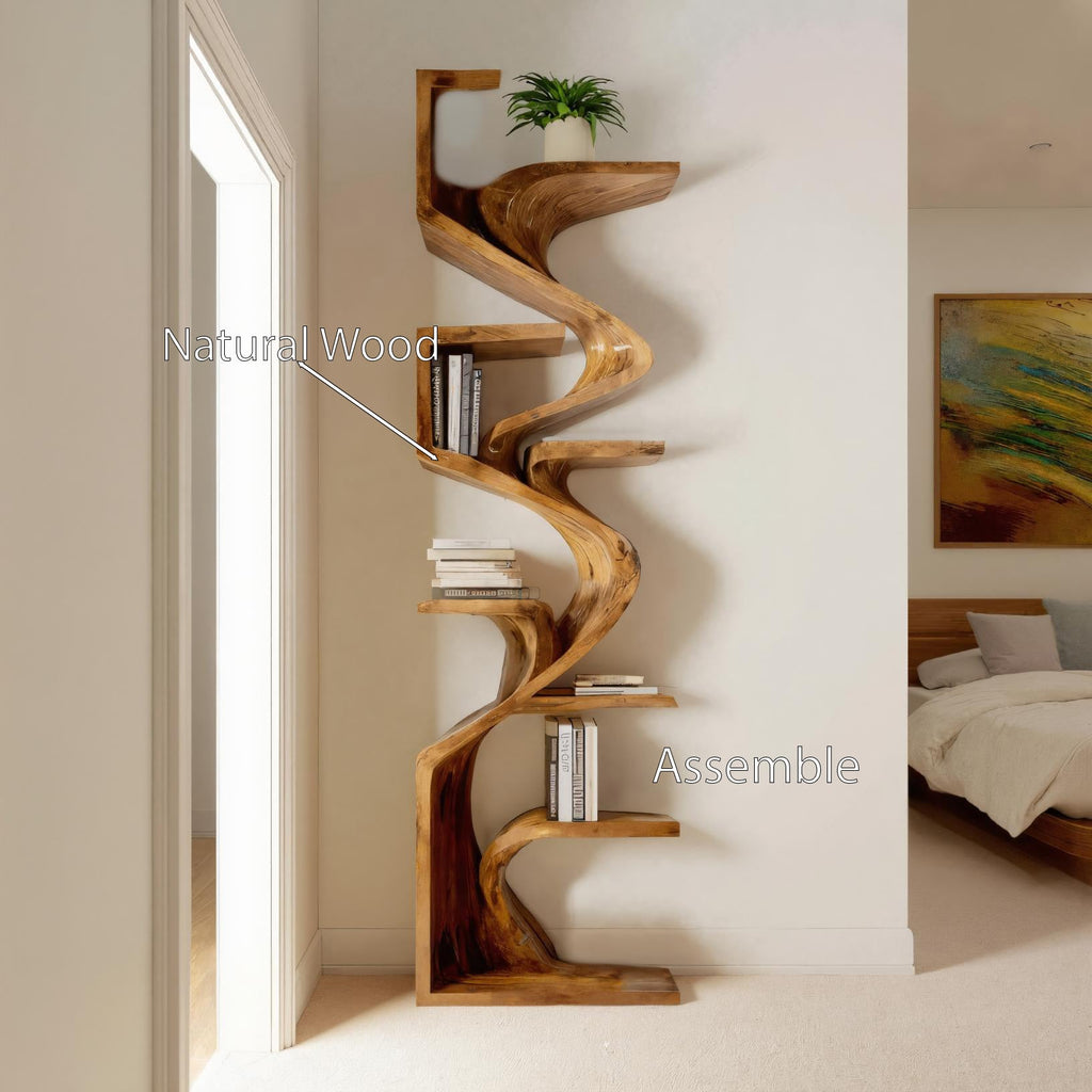 Handcrafted Sculpted Bookshelf For Living Room