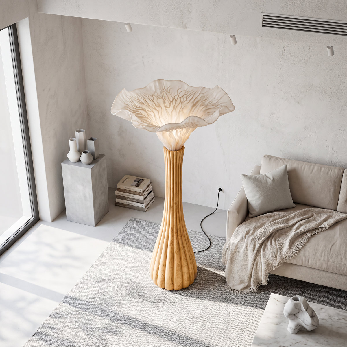 Japandi Floor Lamp Sculptural Mushroom Form Bedroom
