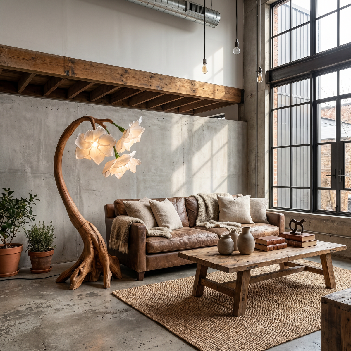 Rustic Botanical Floor Lamp