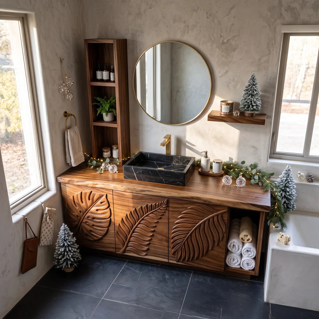 Handcrafted Rustic Xmas Bathroom Vanity Mountain Retreat