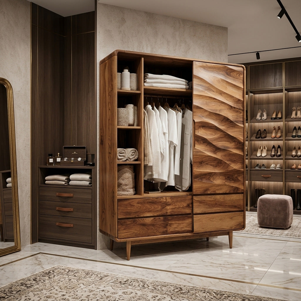 Contemporary Wardrobe With Drawers And Shelf For Bedroom
