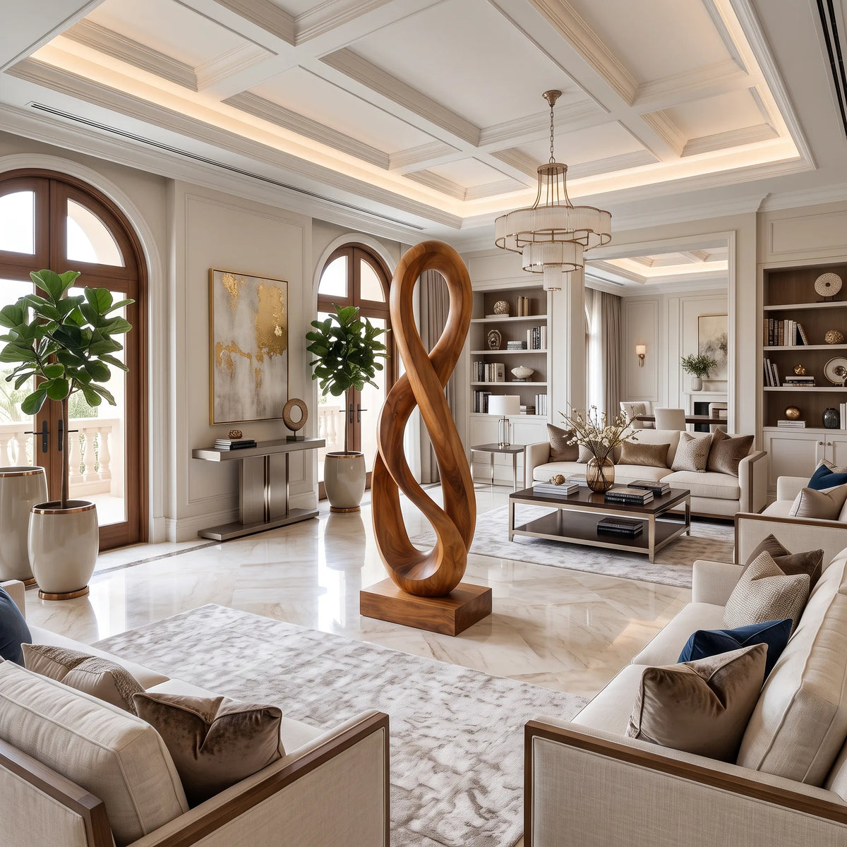 Handcrafted Infinity Wooden Sculpture For Mediterranean Home Decor