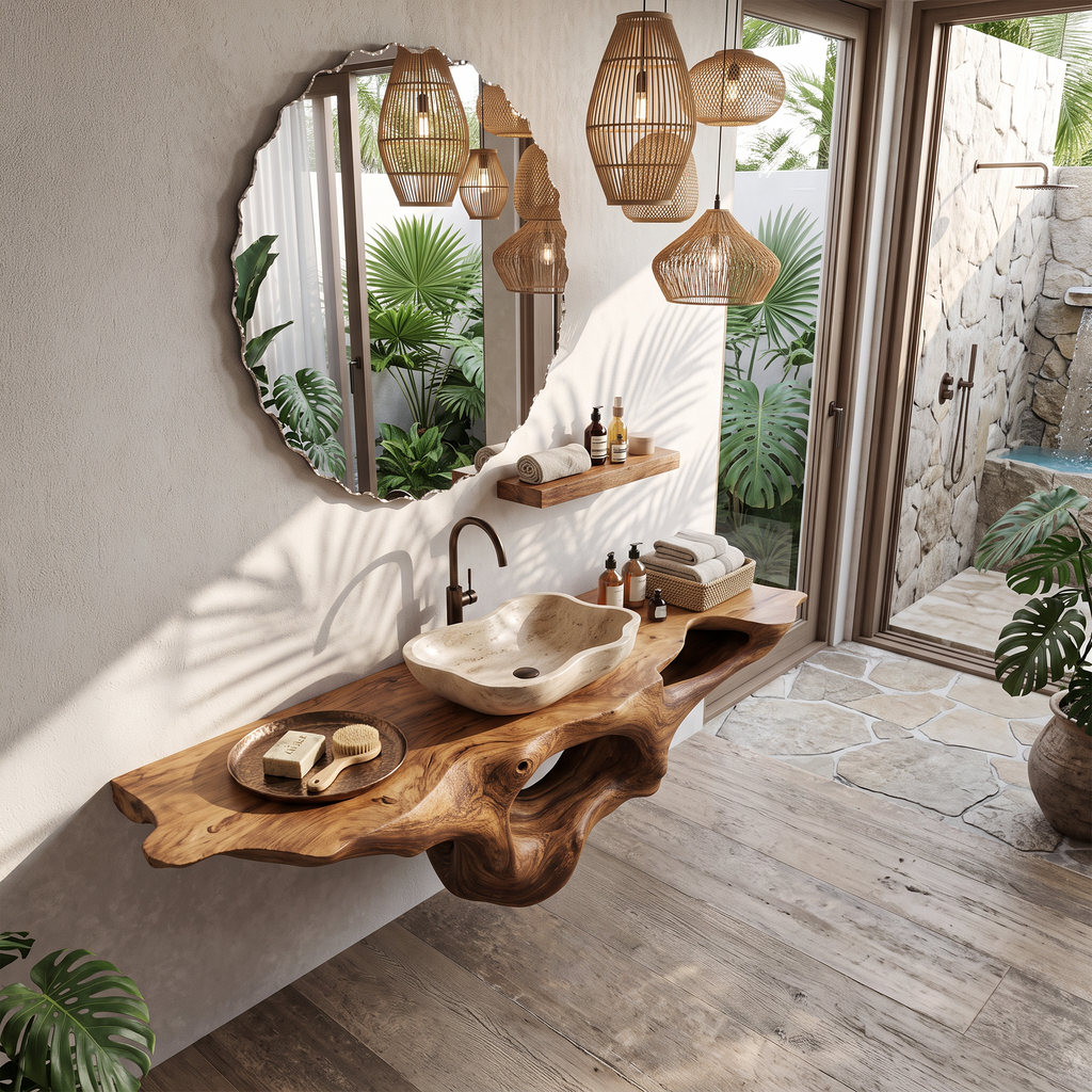 Solid Wood Bathroom Vanity Shelf, Farmhouse Style Sink Stand