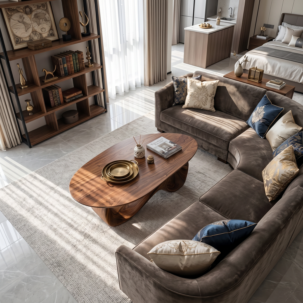 Rustic Coffee Table, Low Solid Wood Center Table for Living Room