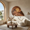 Handcrafted Mountain Sun Wood Wall Art For Living Room