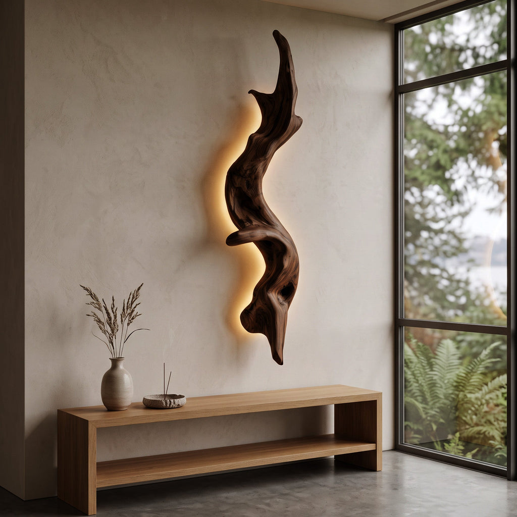 Rustic Organic Wall Lamp Sculpture