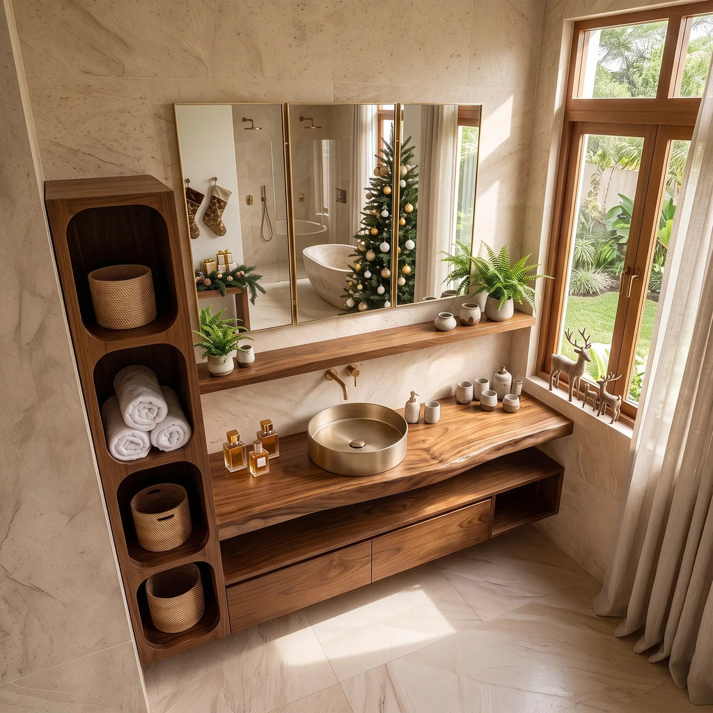 Handcrafted Scandinavian Reindeer Bathroom Vanity Nordic Retreat
