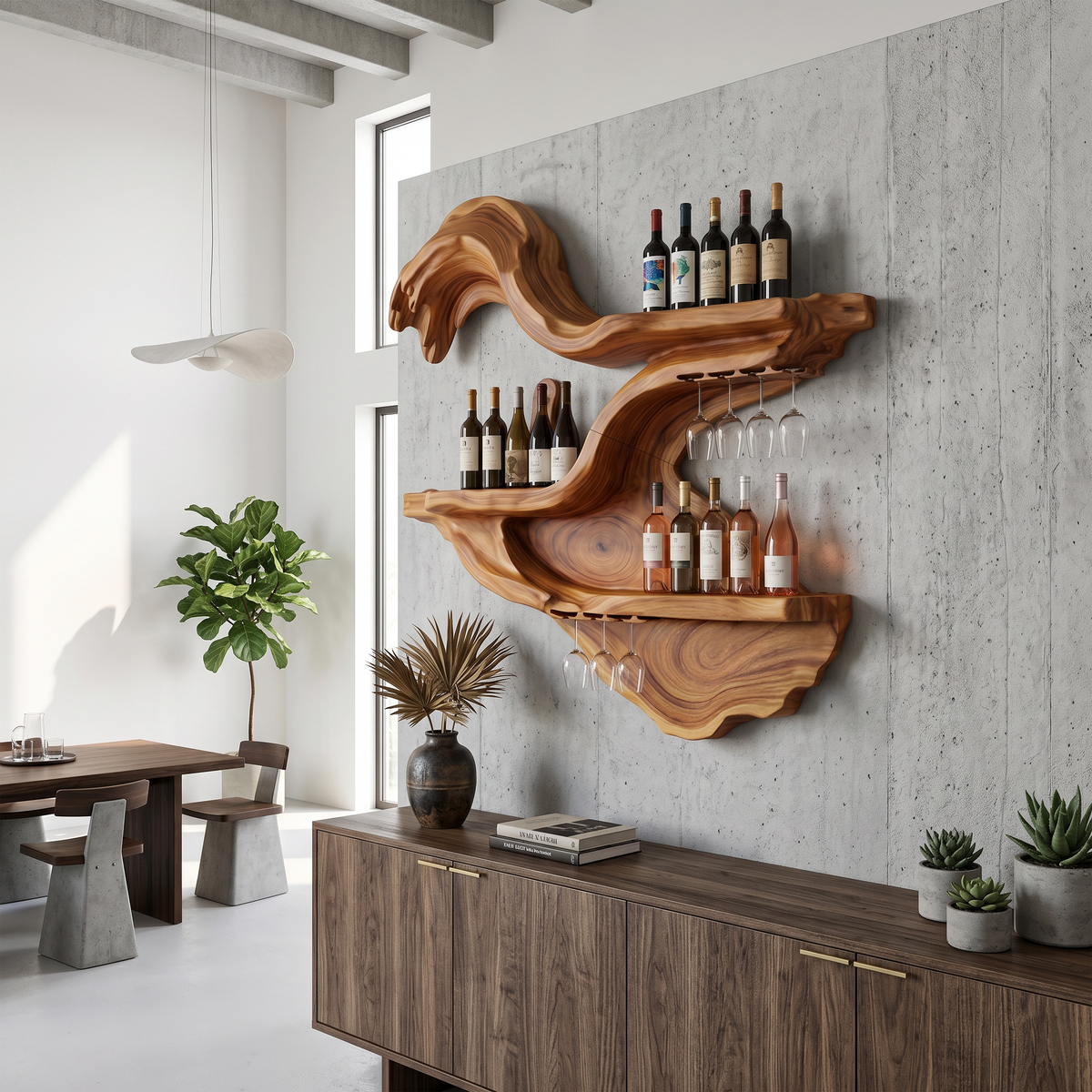 Farmhouse Wall Mounted Wine Rack For Kitchen