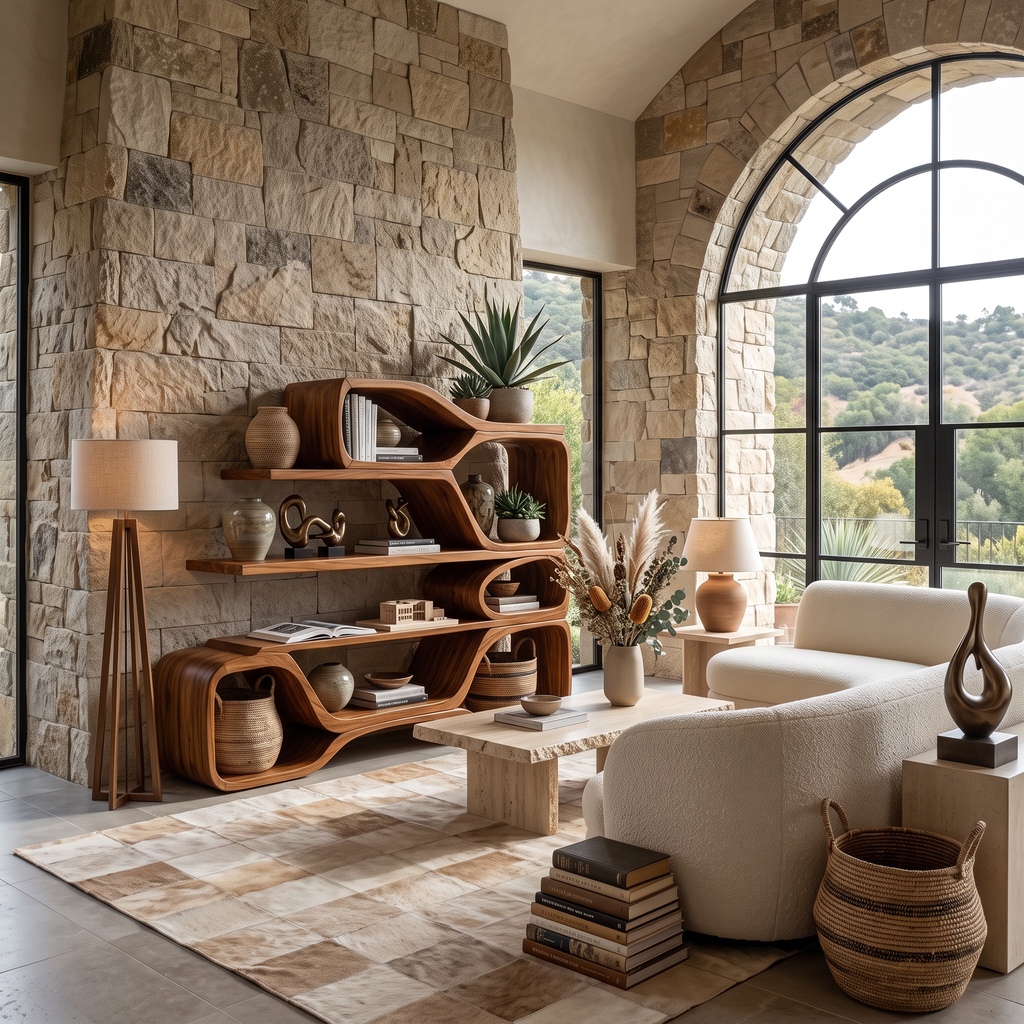 Curved Sculptural Bookshelf For Home Decor