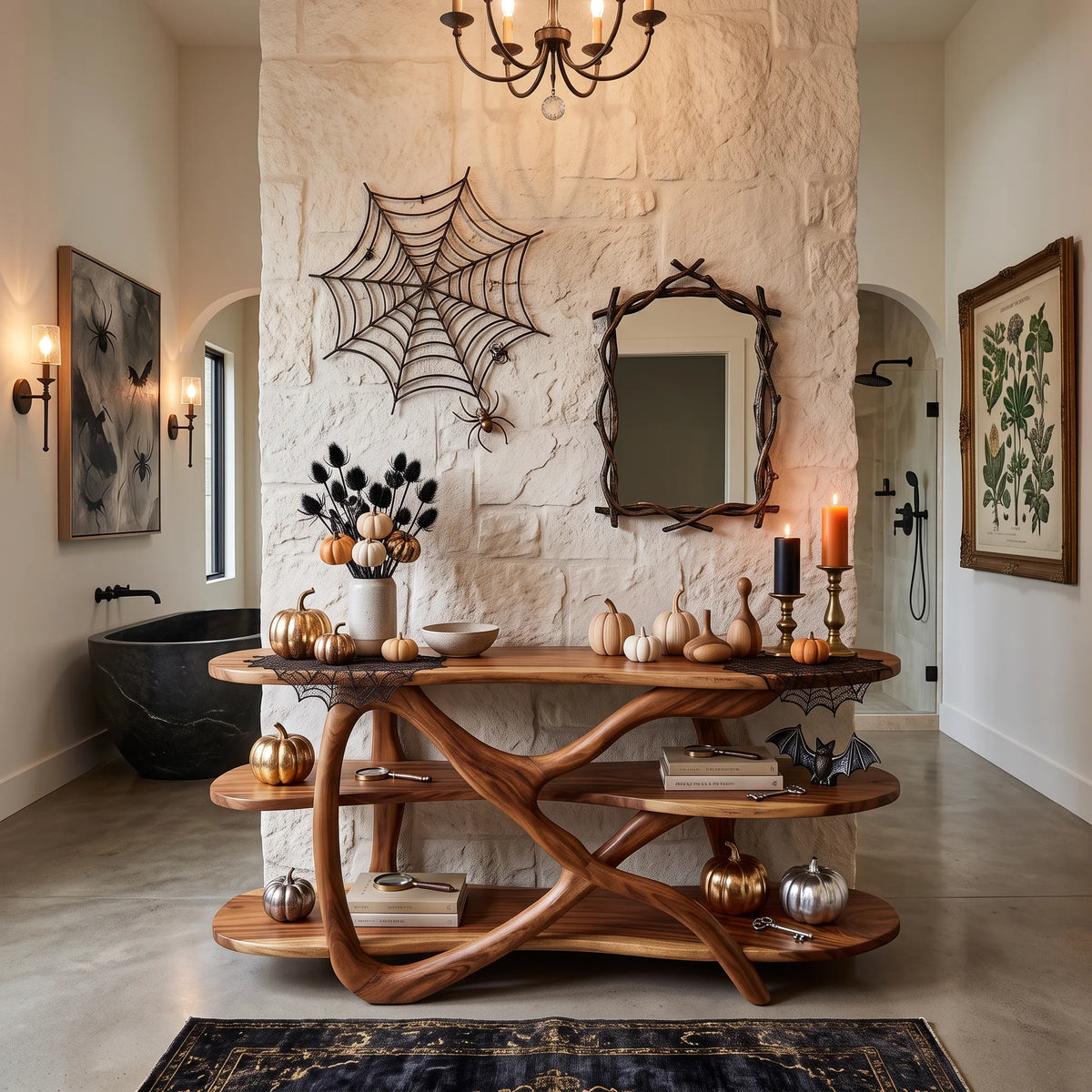 Farmhouse Halloween Sofa Table Coastal Living Room