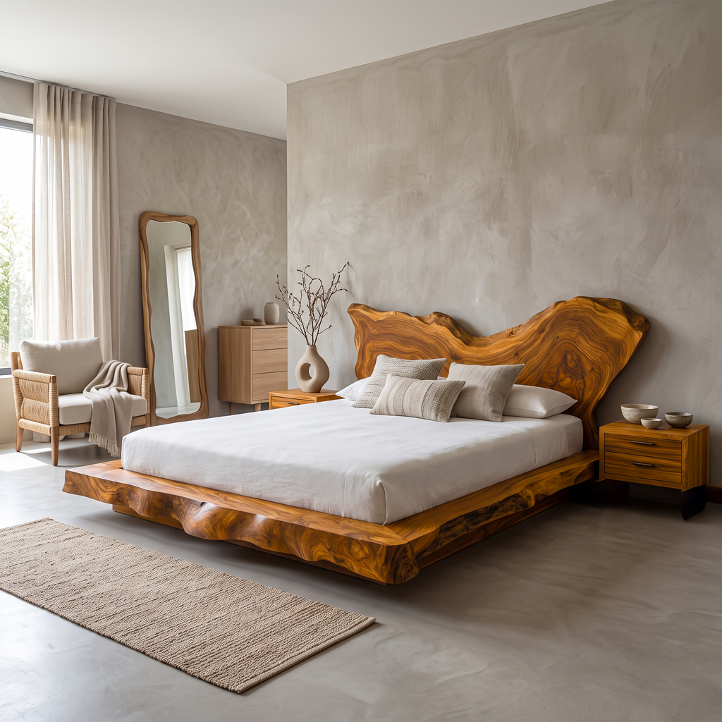 Mid Century Bedroom Solid Timber Bed