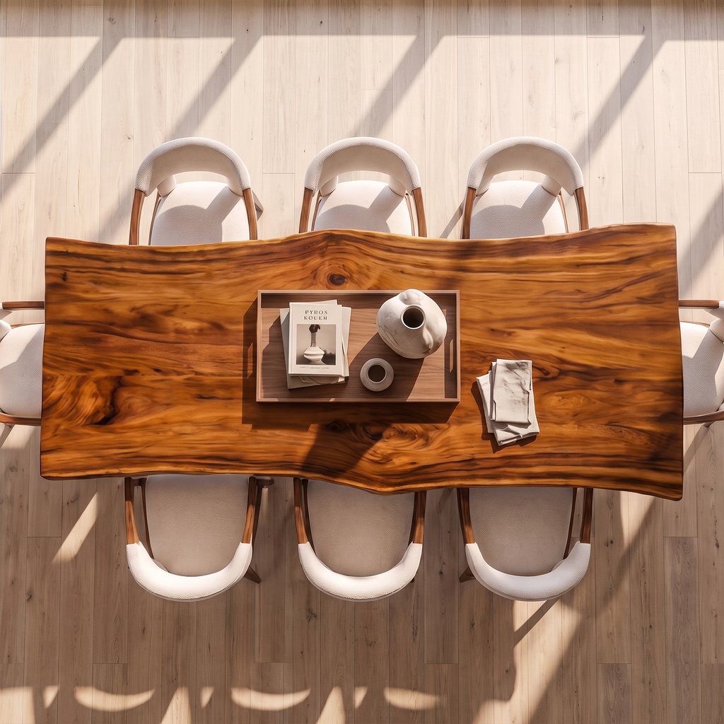 Contemporary Dining Table With Freeform Top For Dining Room