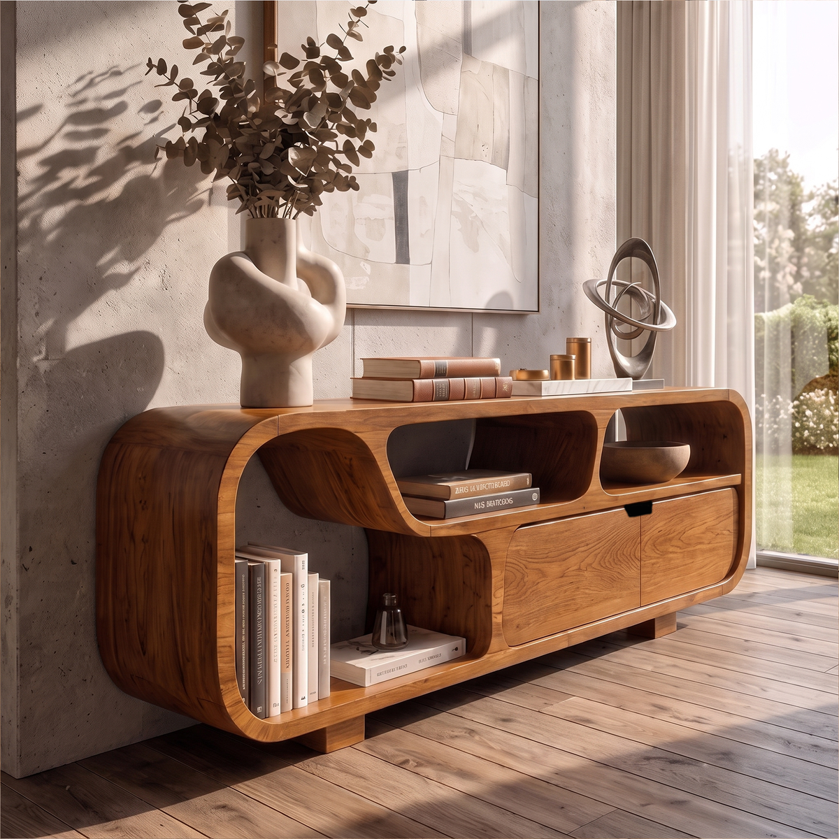 Contemporary Sideboard With Floating Drawer Design For Living Room