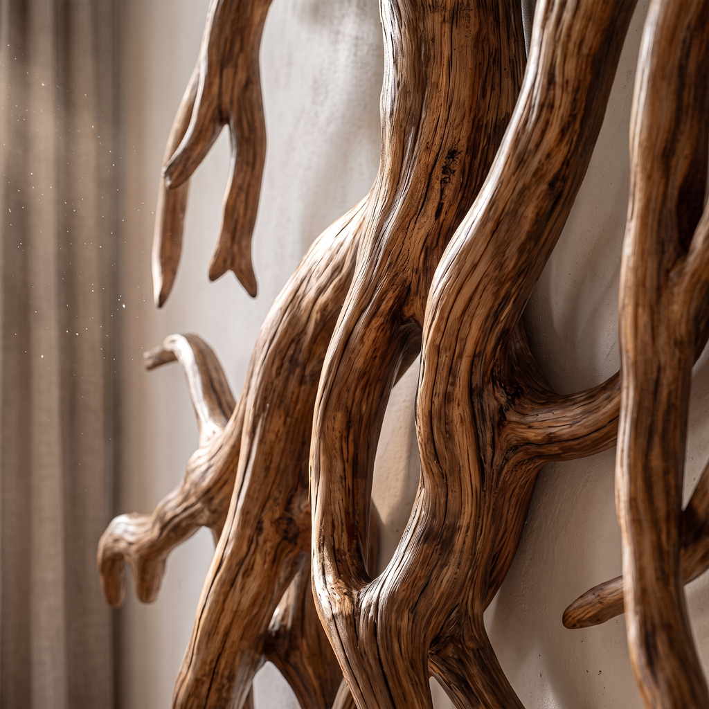 Carved Wood Wall Art, Hand Holding Clover Rustic Sculpture