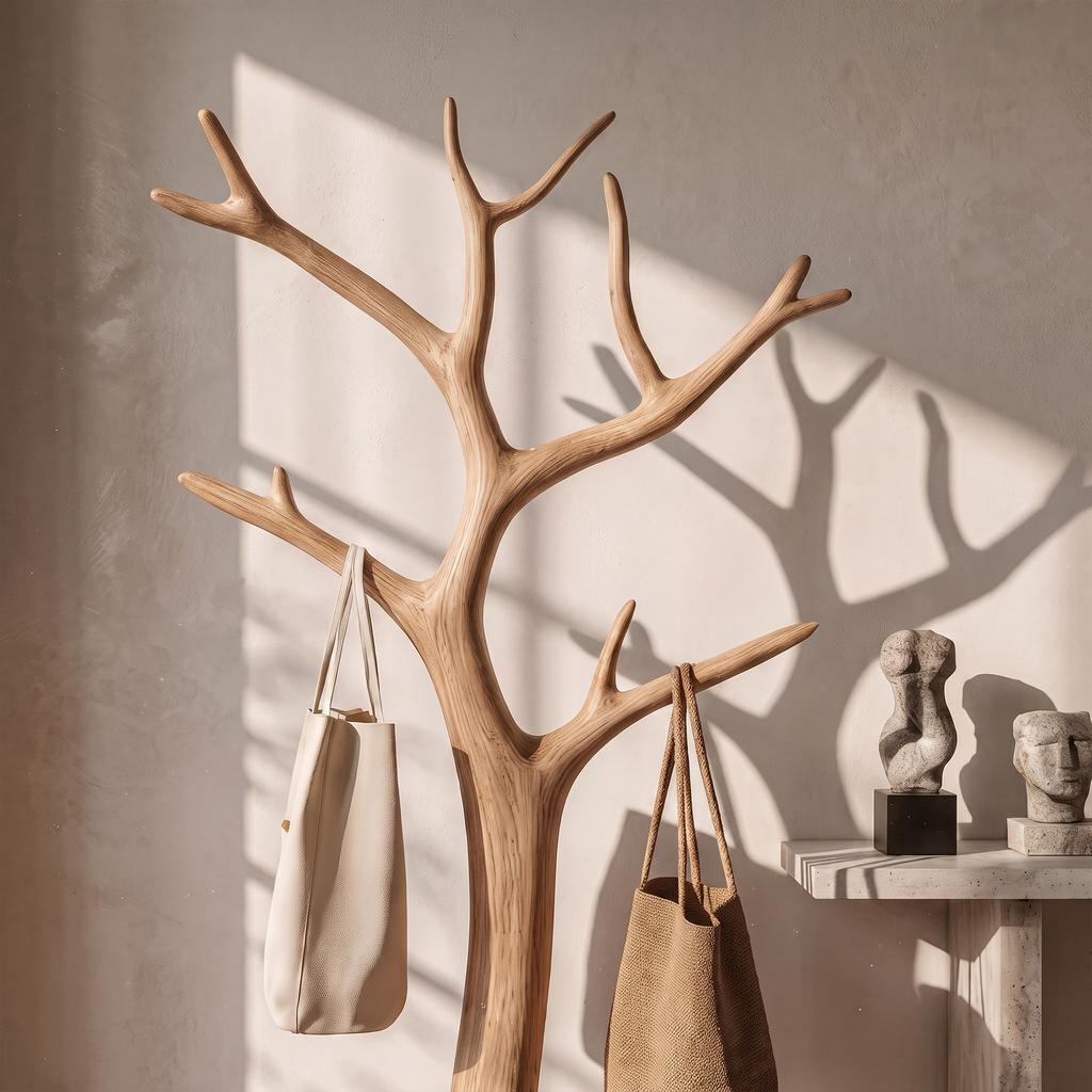Mid Century Coat Rack, Natural Branch Wood Coat Tree for Bedroom