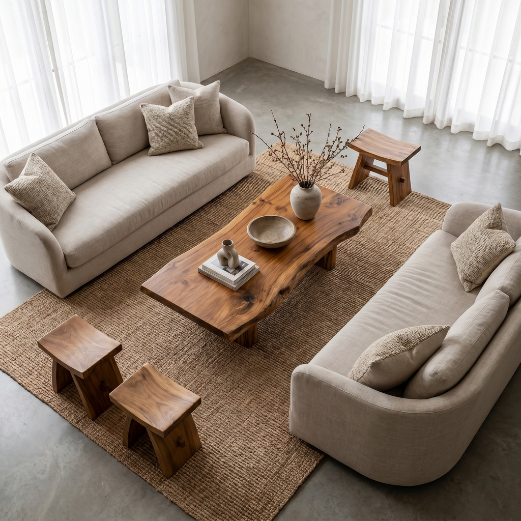 Rustic Coffee Table, Simple Solid Wood Farmhouse Center Table