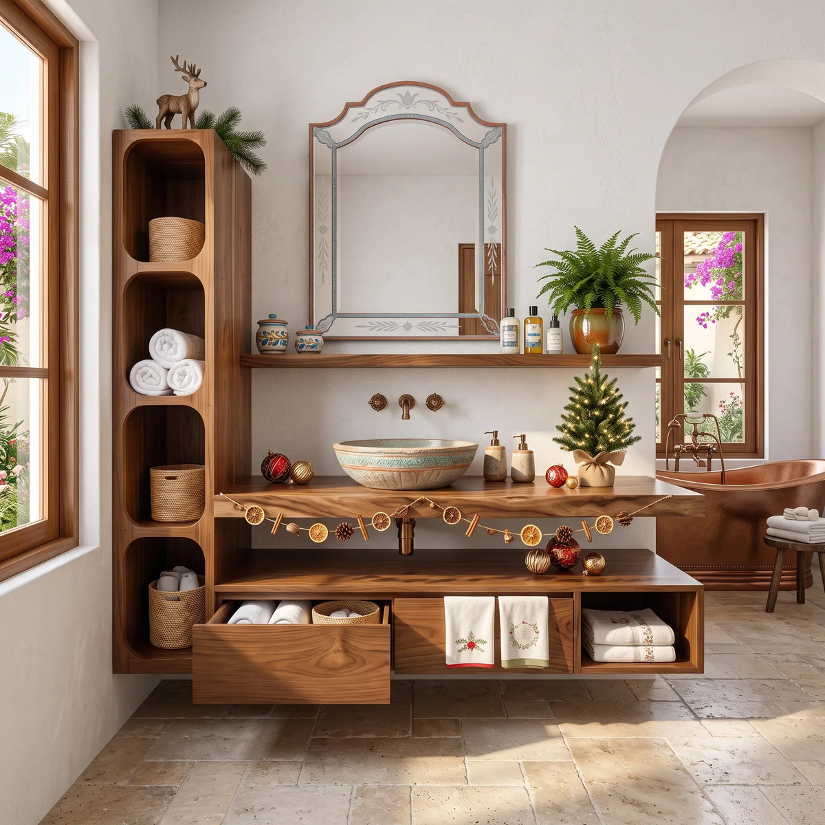 Handcrafted Scandinavian Reindeer Bathroom Vanity Nordic Retreat