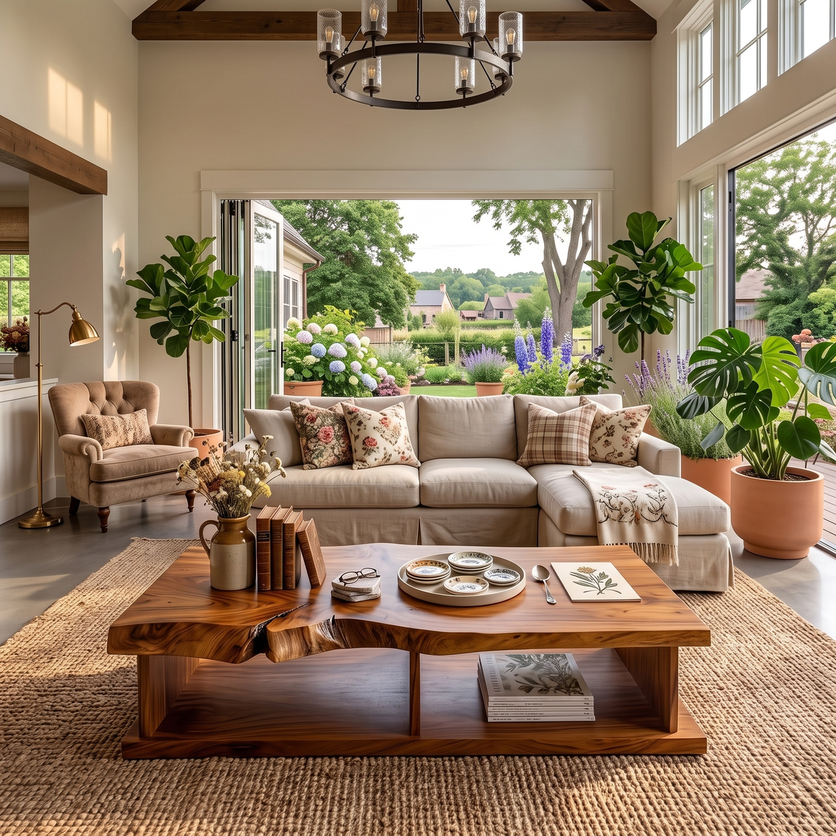 Live Edge Storage Coffee Table For Apartment Lounge