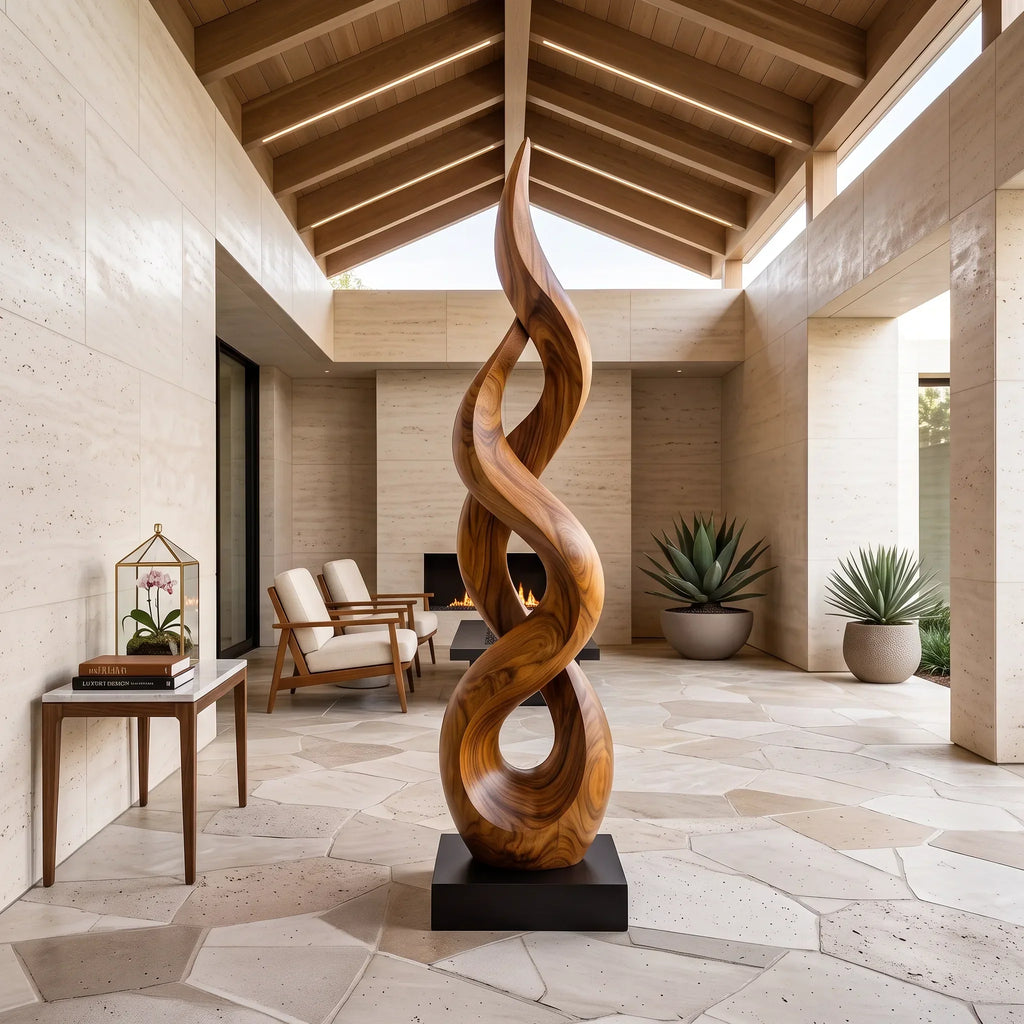 Farmhouse Twisted Wood Sculpture For Outdoor Garden Patio Decor