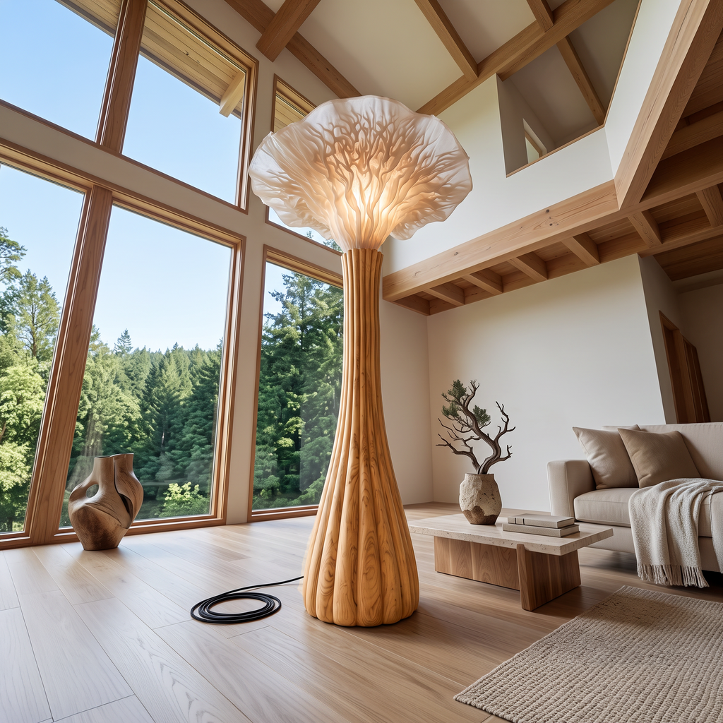 Japandi Floor Lamp Sculptural Mushroom Form Bedroom