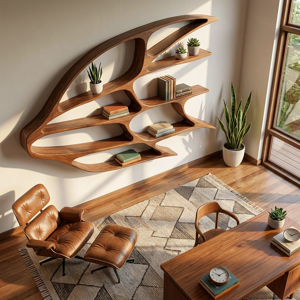 Handmade Wooden Wall Mounted Bookshelf For Home Living