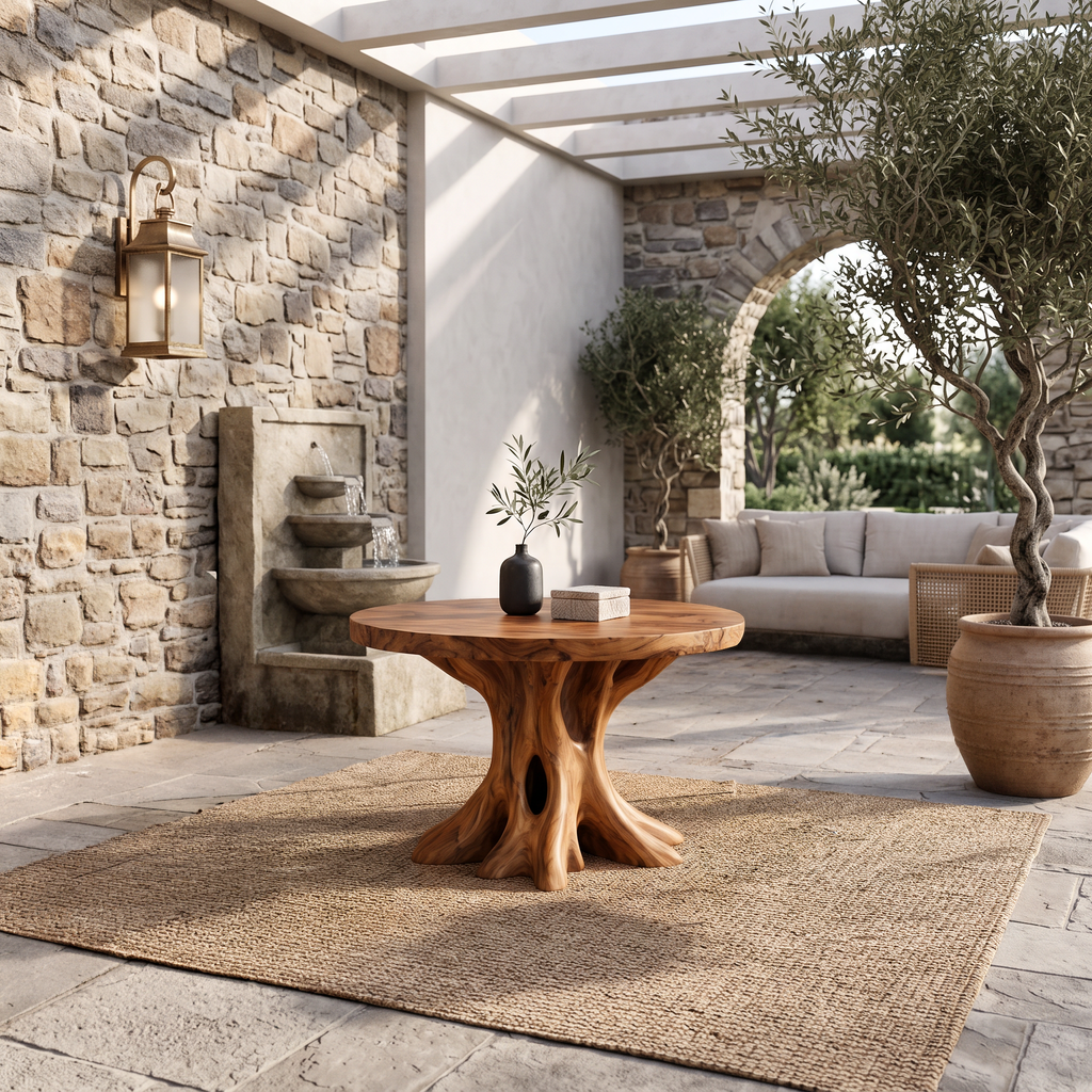 Contemporary Round Dining Table Inspired Tree Pedestal For Luxury