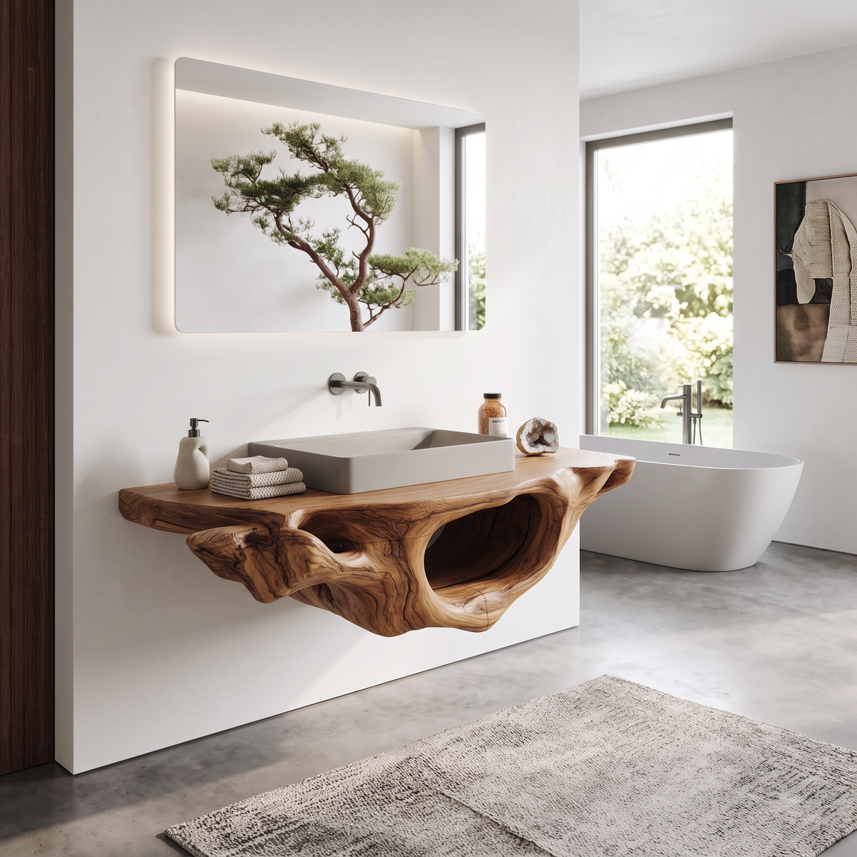 Farmhouse Live Edge Vanity For Bathroom Decor Ideas
