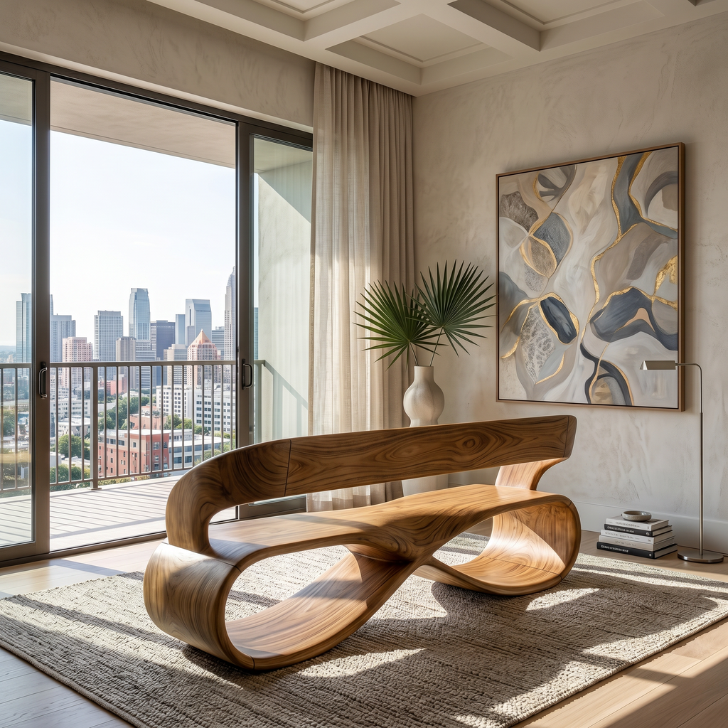 Luxury Solid Wood Bench Designer Interior