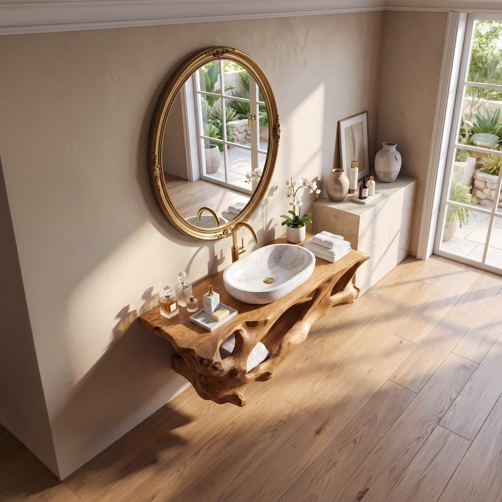 Floating Bathroom Vanity Shelf, Modern Wood Sink Countertop